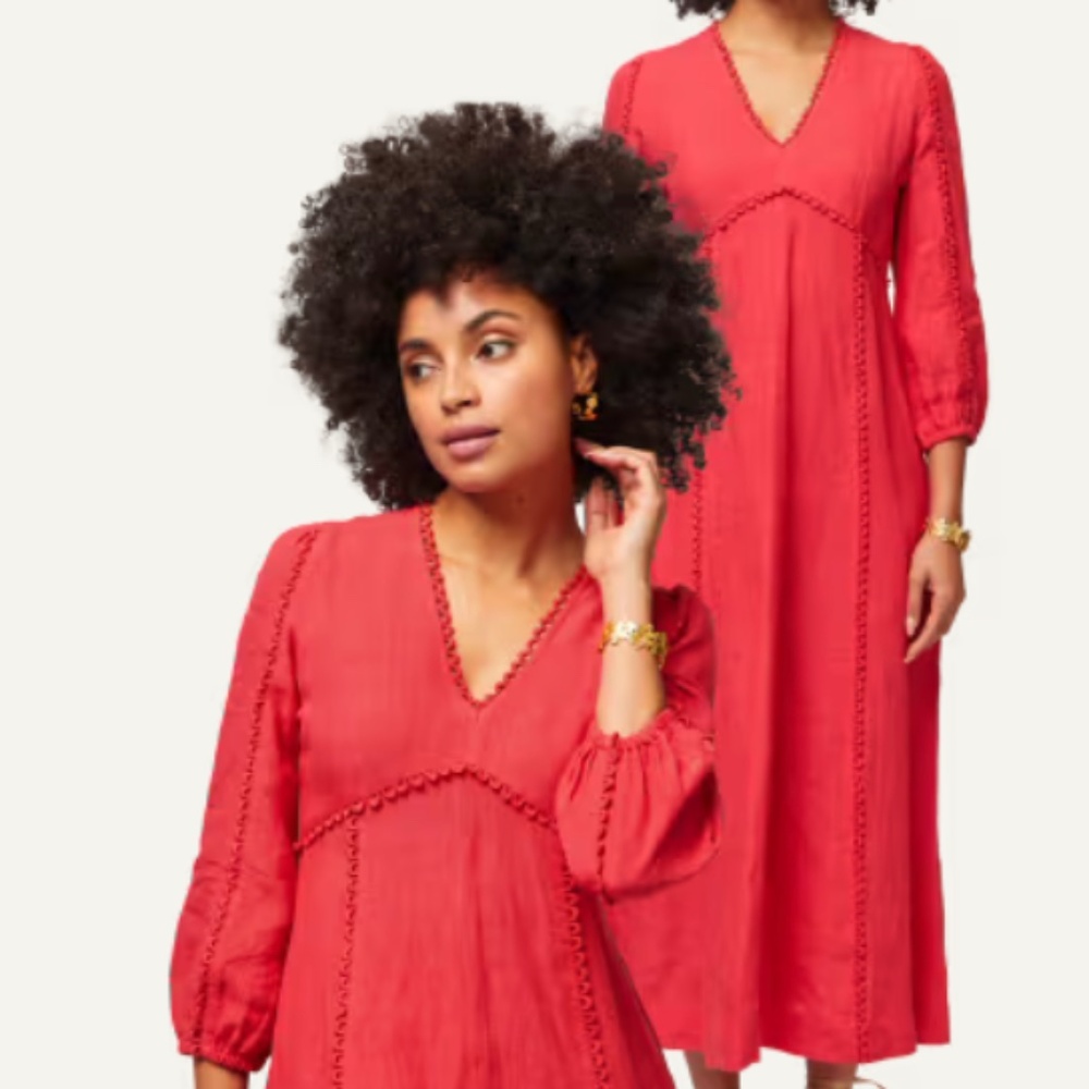 Aspiga Red Linen Midi Dress
